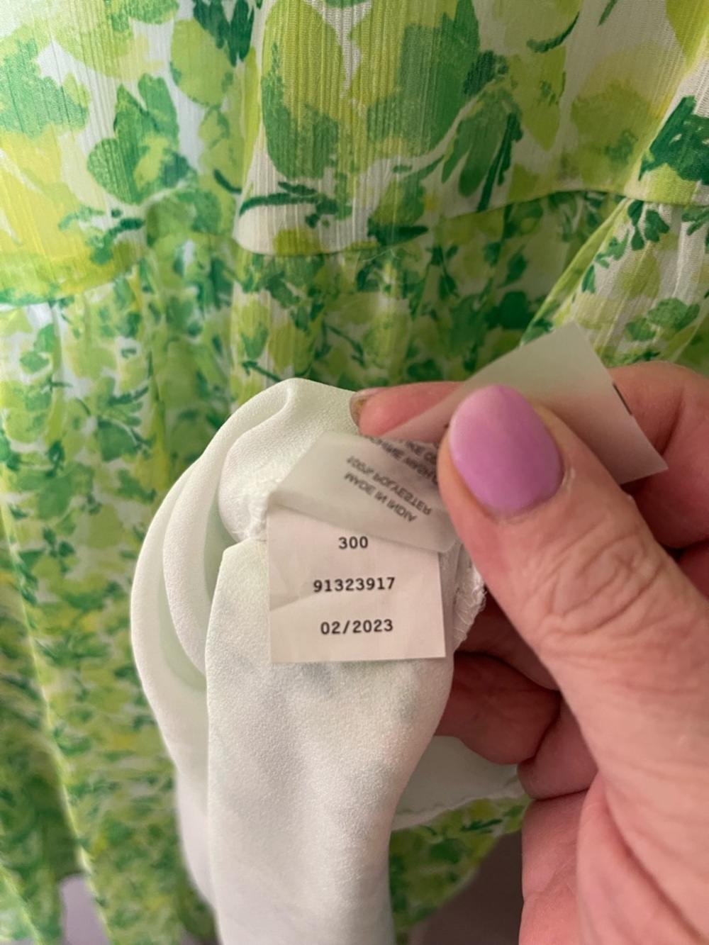 Vince Camuto Yellow-Green Floral Tie-Neck Dress Sz M - Picture 5 of 5